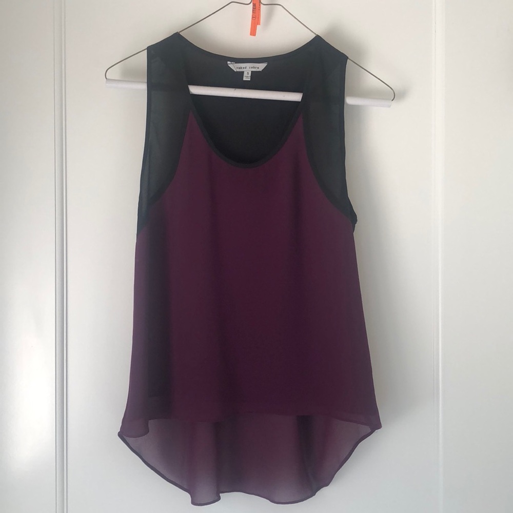 Naked Zebra purple and black tank top blouse